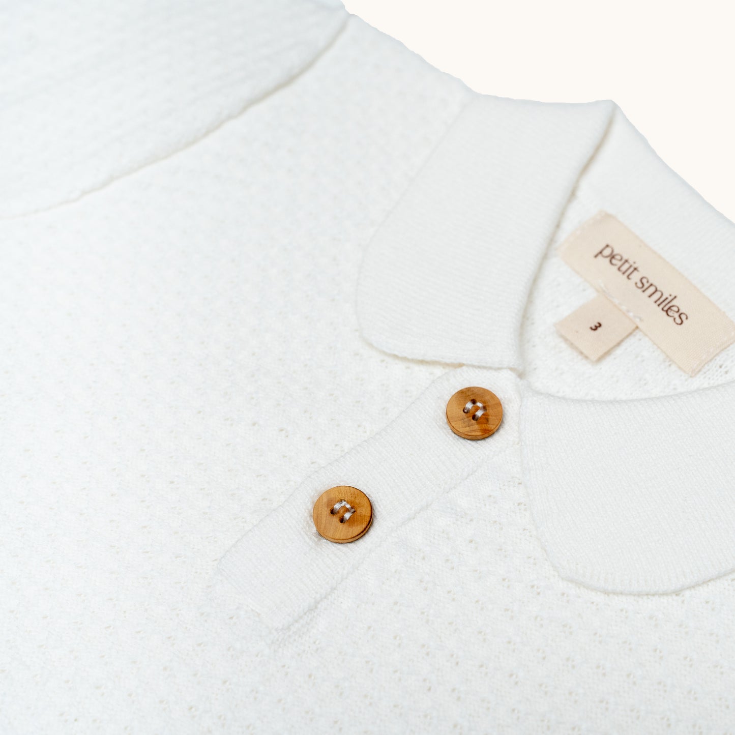 ORGANIC KNITTED SUMMER TEE - CREAM - Petit Smiles