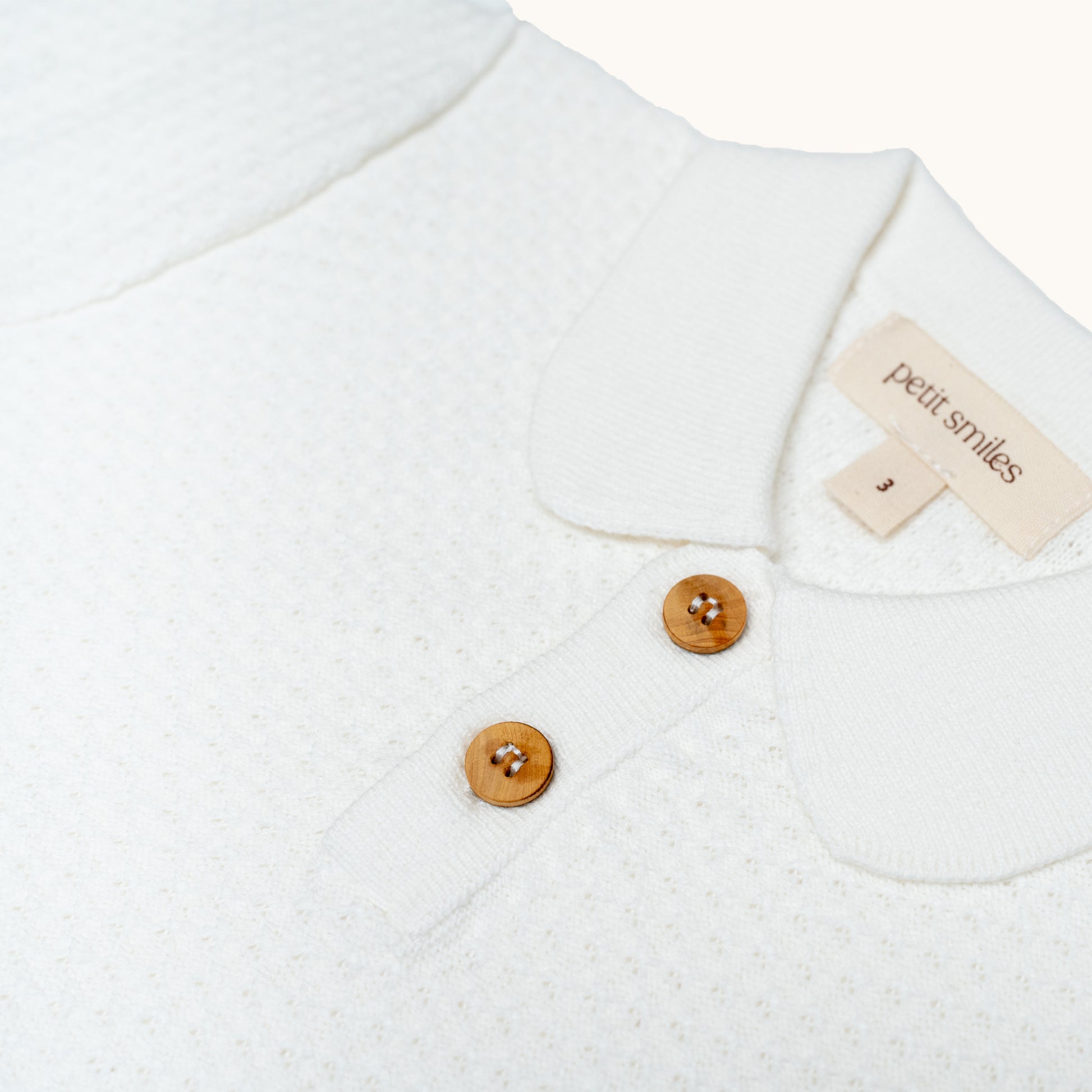 ORGANIC KNITTED SUMMER TEE - CREAM - Petit Smiles