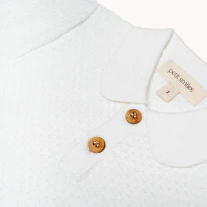 ORGANIC KNITTED SUMMER TEE - CREAM - Petit Smiles