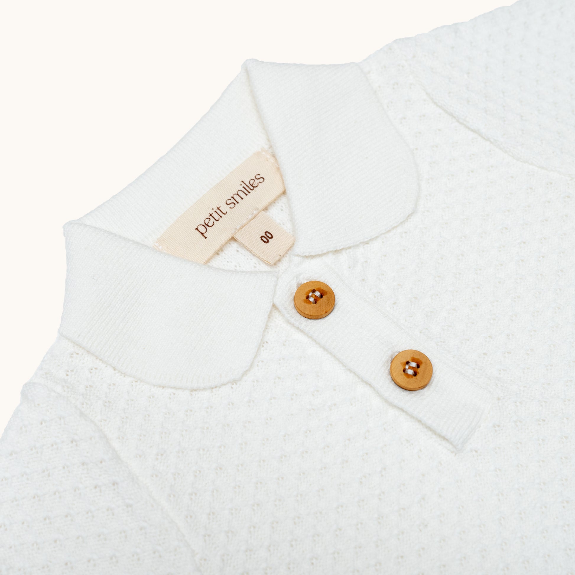 ORGANIC KNITTED SUMMER ROMPERS - CREAM - Petit Smiles