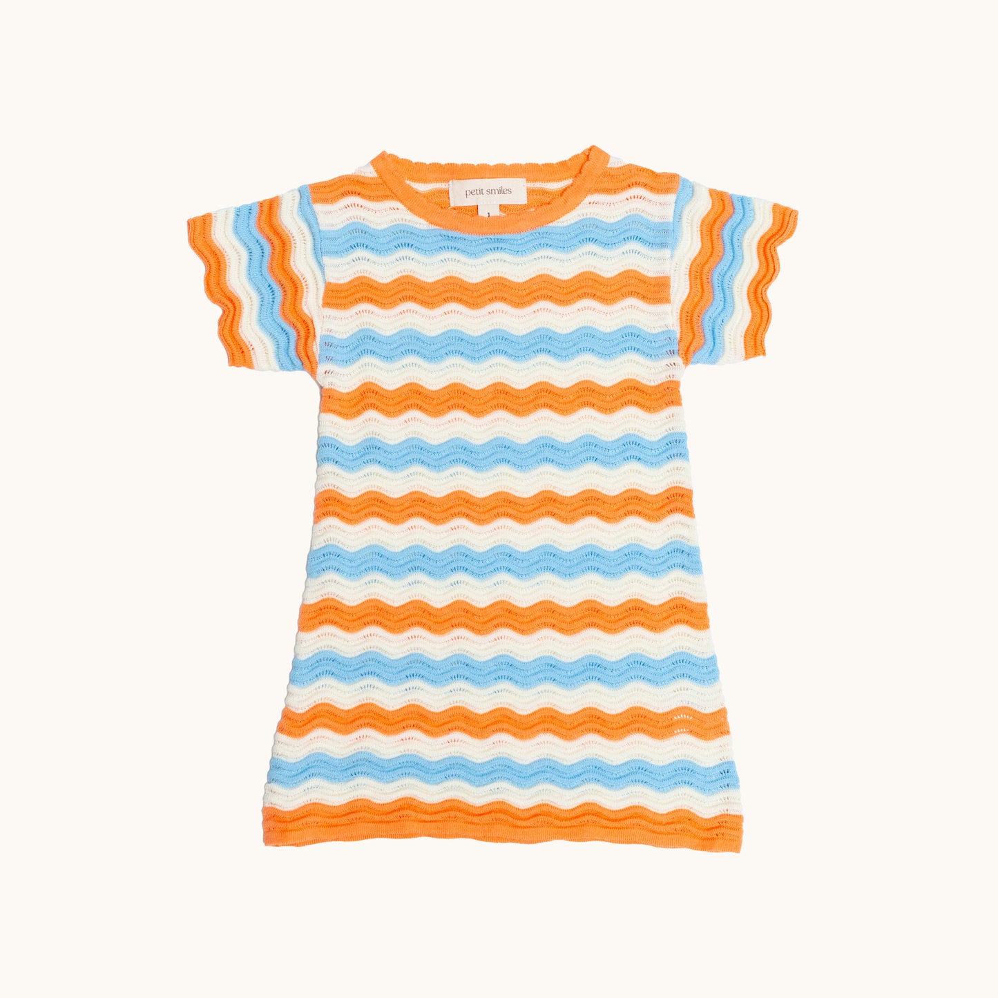 KNITTED WAVY SUMMER DRESS - CORAL