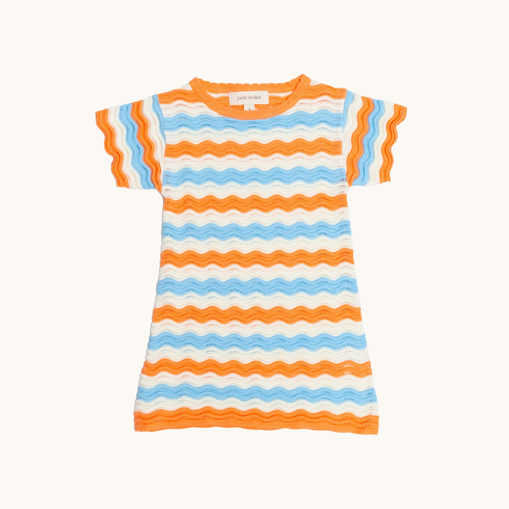 KNITTED WAVY SUMMER DRESS - CORAL