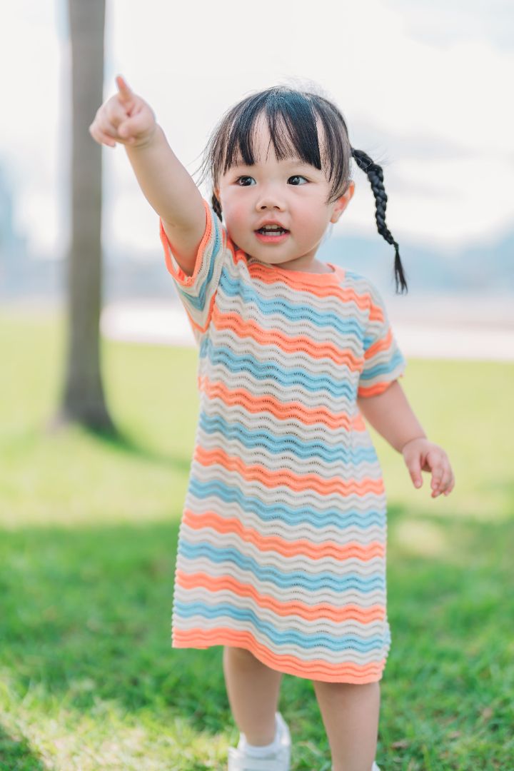 KNITTED WAVY SUMMER DRESS WITH SHORT-SLEEVED SHIRT TWINNING BUNDLE - Petit Smiles
