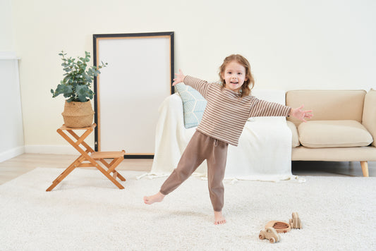 ORGANIC STRIPE PULL OVER SET - BEIGE & CHOCO - Petit Smiles
