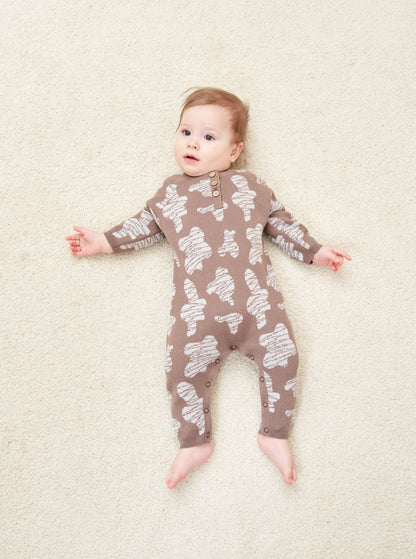 ORGANIC RIB JUMPSUIT - CHOCO - Petit Smiles