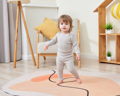 ORGANIC RIB ESSENTIAL BODYSUIT WITH LEGGING - GREY - Petit Smiles