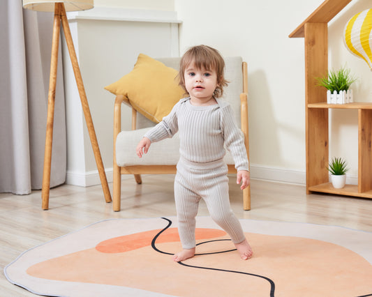 ORGANIC RIB ESSENTIAL BODYSUIT WITH LEGGING - GREY - Petit Smiles