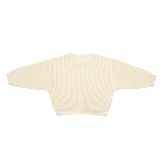 KNITTED PURE PULL OVER - CREAM; 100% Organic Cotton; Pull Over made from GOTS-certified organic cotton; Rib finish at neck, cuffs and hem; Dropped shoulder; Relaxed fit.