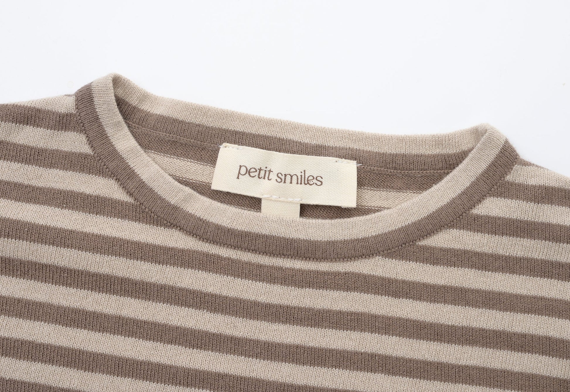 ORGANIC STRIPE PULL OVER SET - BEIGE & CHOCO - Petit Smiles