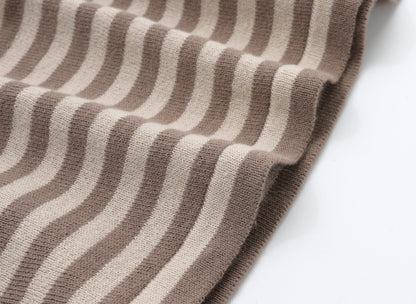 ORGANIC STRIPE PULL OVER SET - BEIGE & CHOCO - Petit Smiles