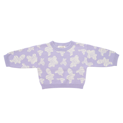 KNITTED SPOTS PULL OVER - TARO; 100% Organic Cotton; Jacquard Pull Over made from GOTS-certified organic cotton; 'Taro Spots' Jacquard pattern; Rib finish at neck, cuffs and hem; Dropped shoulder; Relaxed fit. 