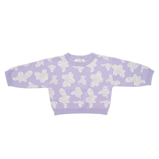 KNITTED SPOTS PULL OVER - TARO; 100% Organic Cotton; Jacquard Pull Over made from GOTS-certified organic cotton; 'Taro Spots' Jacquard pattern; Rib finish at neck, cuffs and hem; Dropped shoulder; Relaxed fit. 