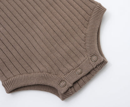 ORGANIC RIB ESSENTIAL BODYSUIT WITH LEGGING - CHOCO - Petit Smiles
