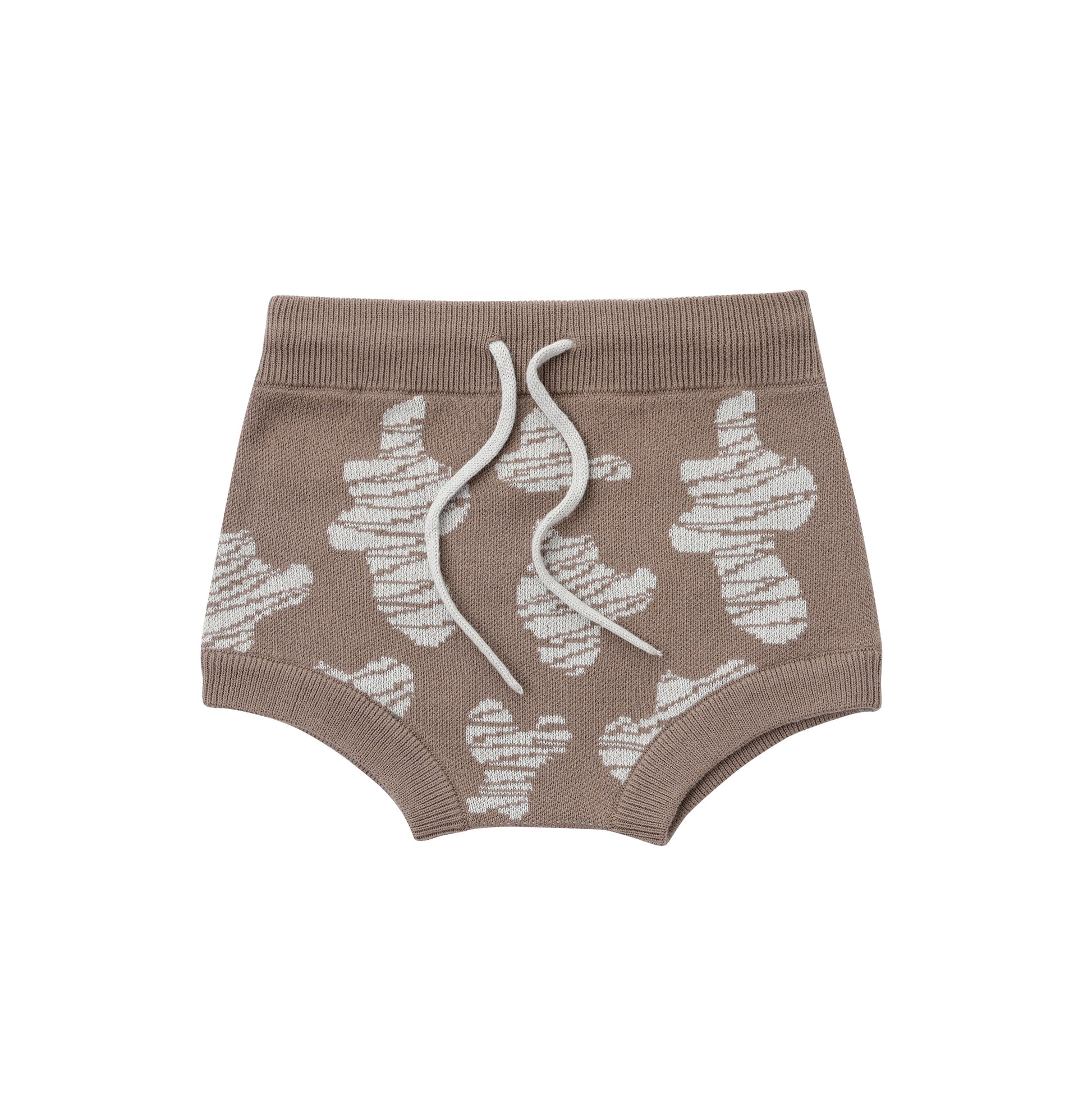 KNITTED SPOTS ROMPER WITH BLOOMERS - CHOCO; 100% Organic Cotton; Jacquard Romper made from GOTS-certified organic cotton; 'CHOCO SPOTS' Jacquard pattern; Rib hem at neck, cuffs and leg opening; Features convenient press snaps at the crotch for effortless dressing; Oversized fit.
