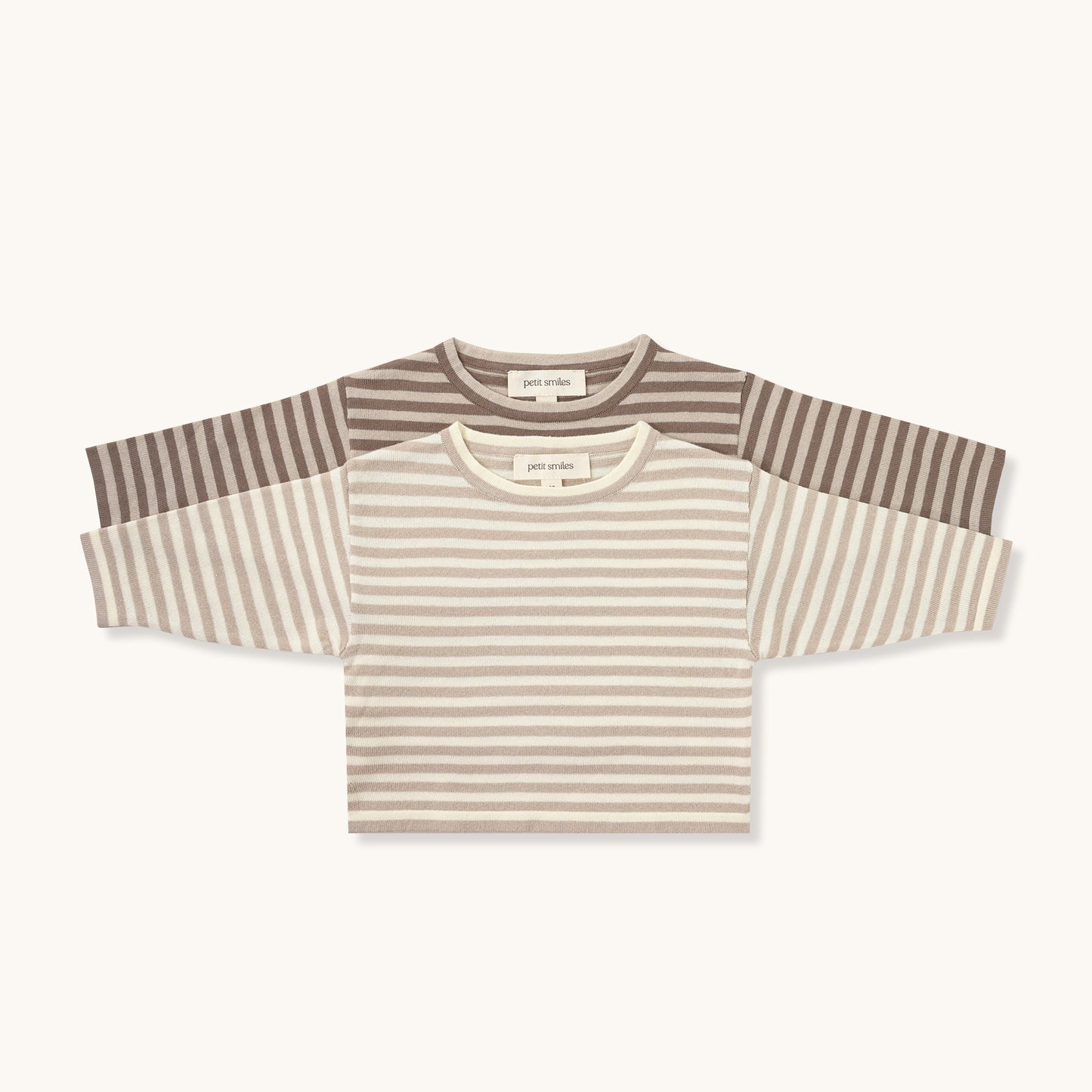ORGANIC STRIPE PULL OVER - BEIGE & CREAM - Petit Smiles