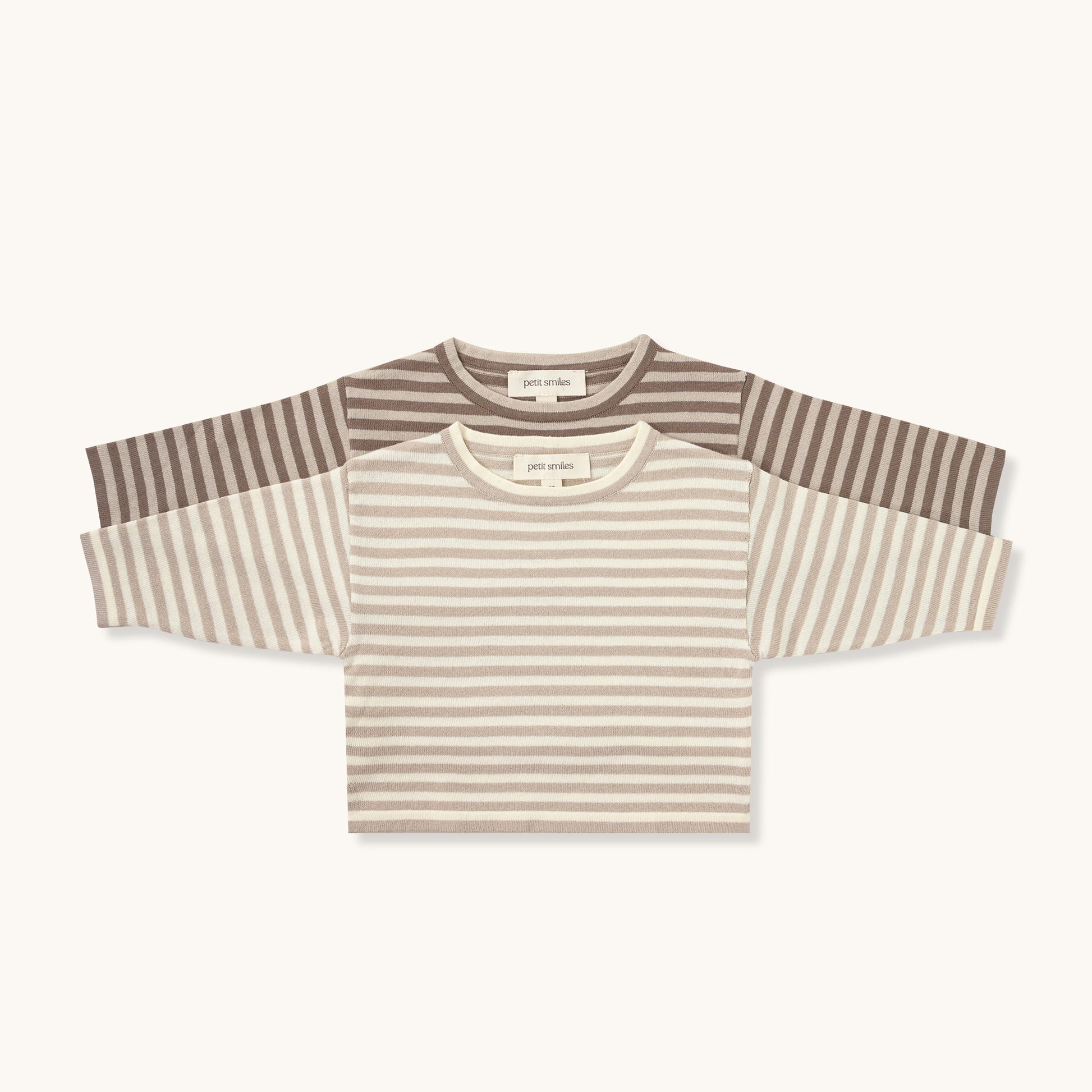 ORGANIC STRIPE PULL OVER - BEIGE & CREAM - Petit Smiles