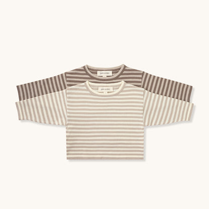 ORGANIC STRIPE PULL OVER - BEIGE & CREAM - Petit Smiles