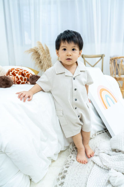 Organic Collar Jersey Rompers - Petit Smiles
